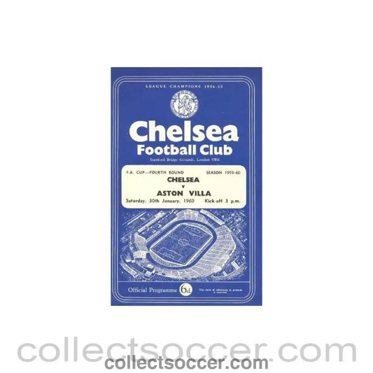 1960 - Chelsea v Aston Villa official programme 30/01/1960 F.A. Cup