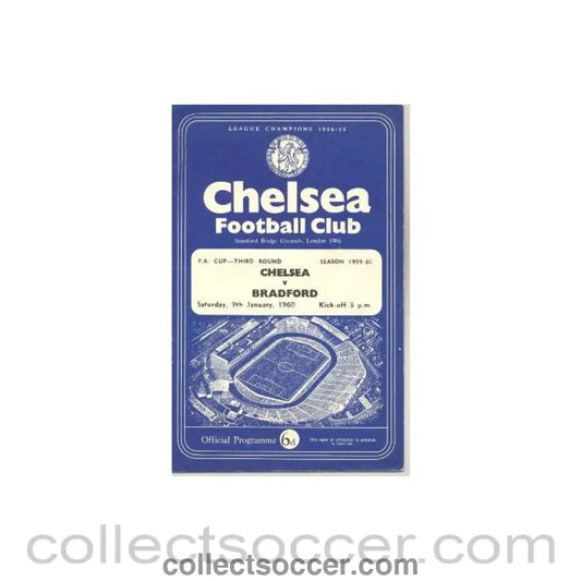 1960 - Chelsea v Bradford official programme 09/01/1960 F.A. Cup