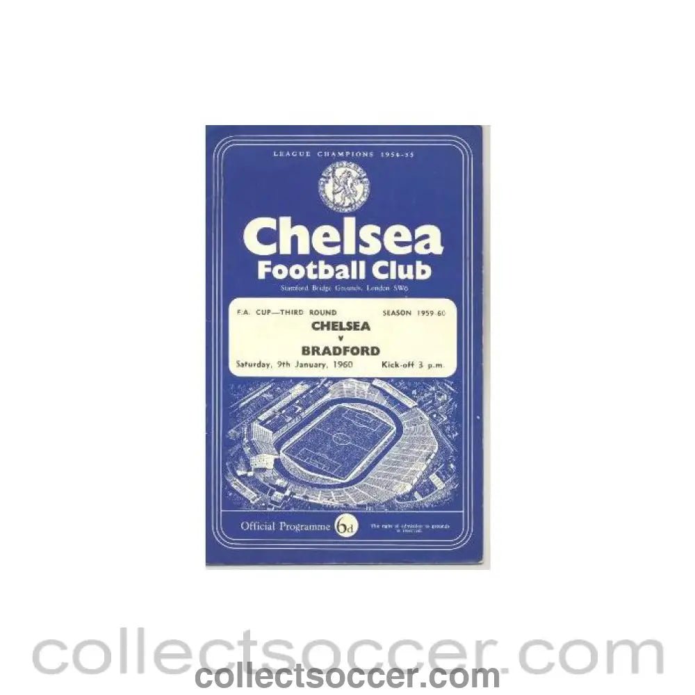1960 - Chelsea v Bradford official programme 09/01/1960 F.A. Cup - Collect Soccer