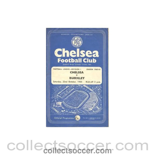 1960 - Chelsea v Burnley official programme 22/10/1960 not complete