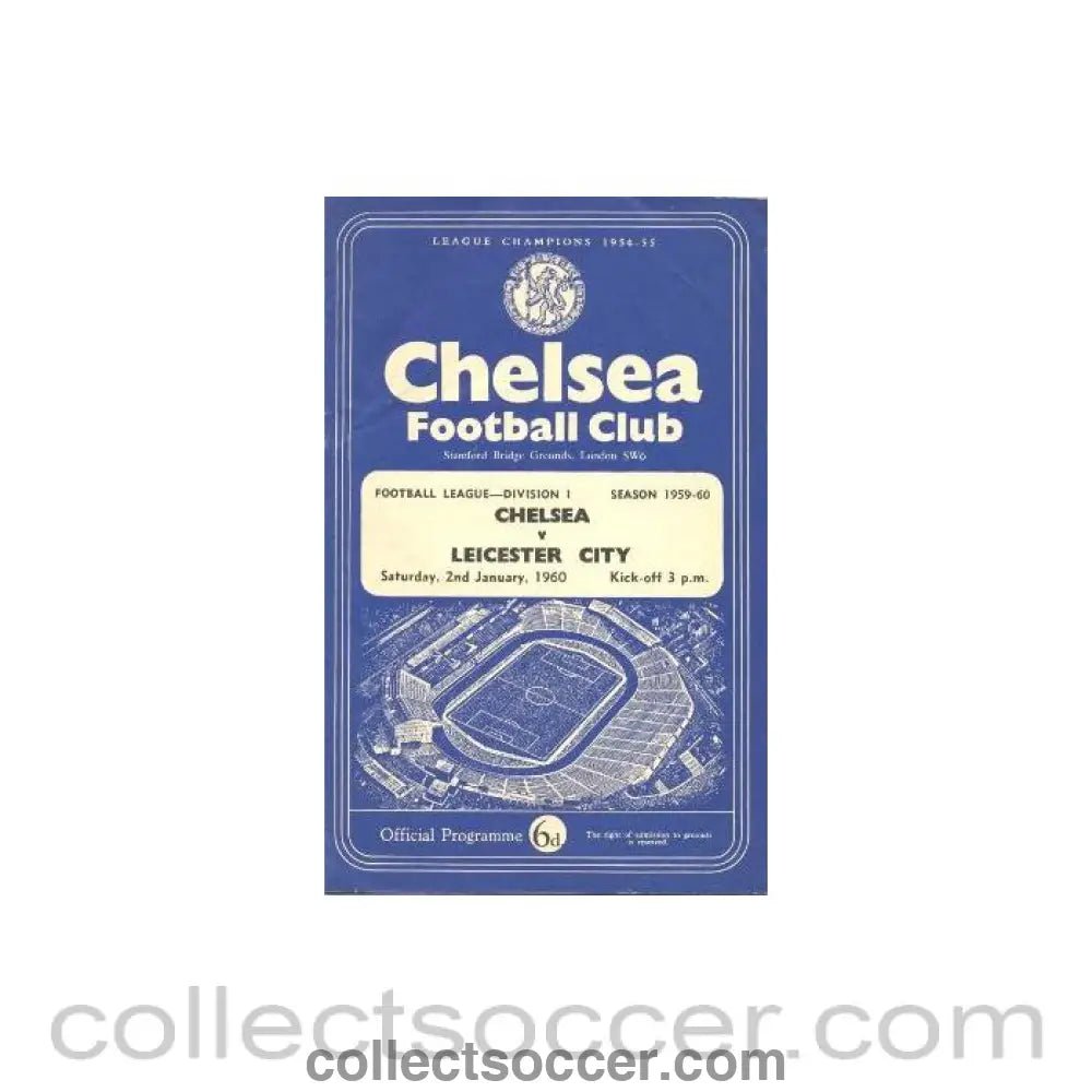 1960 - Chelsea v Leicester City official programme 02/01/1960 - Collect Soccer