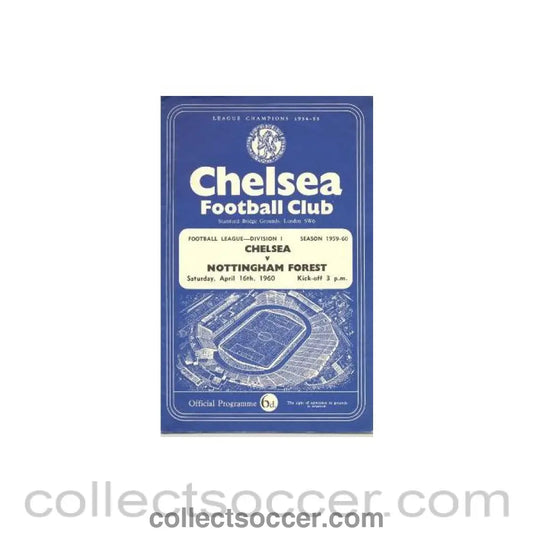 1960 - Chelsea v Nottingham Forest official programme 16/04/1960