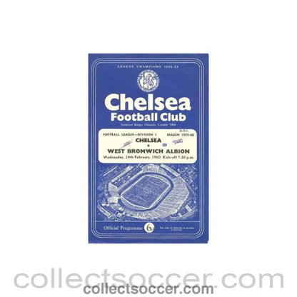 1960 - Chelsea v West Bromwich Albion official programme 24/02/1960 - Collect Soccer