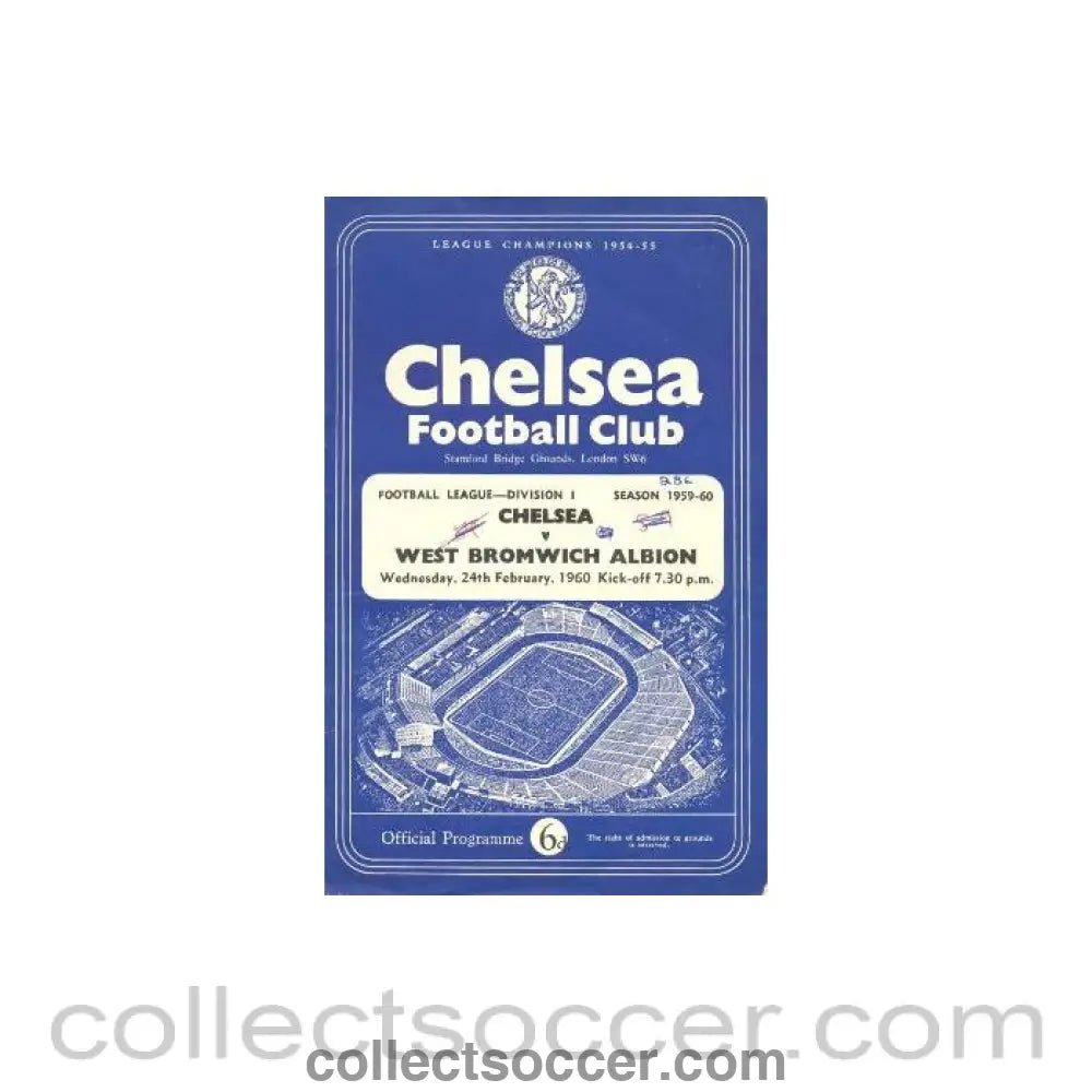 1960 - Chelsea v West Bromwich Albion official programme 24/02/1960 - Collect Soccer