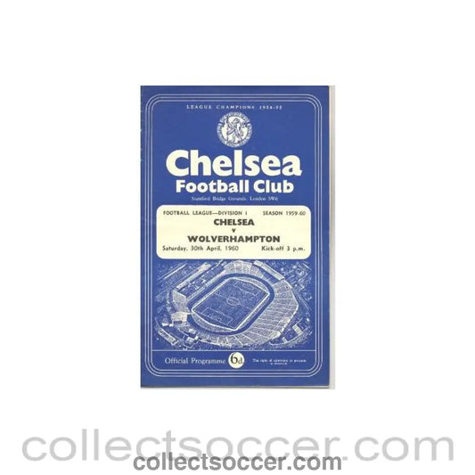 1960 - Chelsea v Wolverhampton Wanderers official programme 30/04/1960