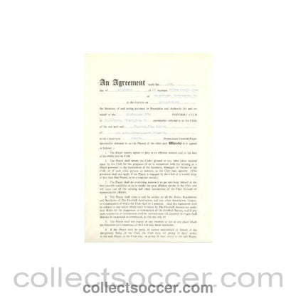 1960 - Contract between Birmingham City F.C. and Raymond John Barlow of 15/09/1960 - Collect Soccer