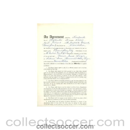 1960 - Contract For Hire of a Player between Birmingham City F.C. and Dennis James Singer of 19/09/1960