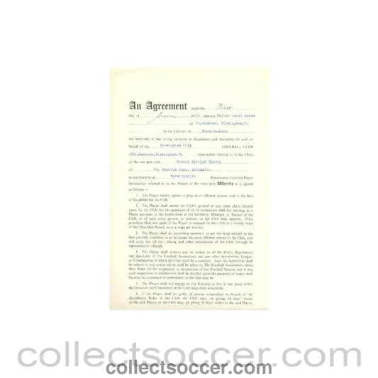 1960 - Contract For Hire of a Player between Birmingham City F.C. and Donald Patrick Weston of 01/06/1960