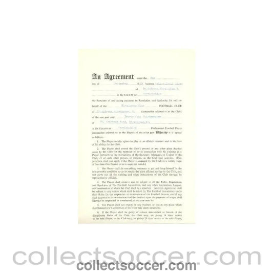 1960 - Contract For Hire of a Player between Birmingham City F.C. and Trevor John Wolstenholm of 08/09/1960