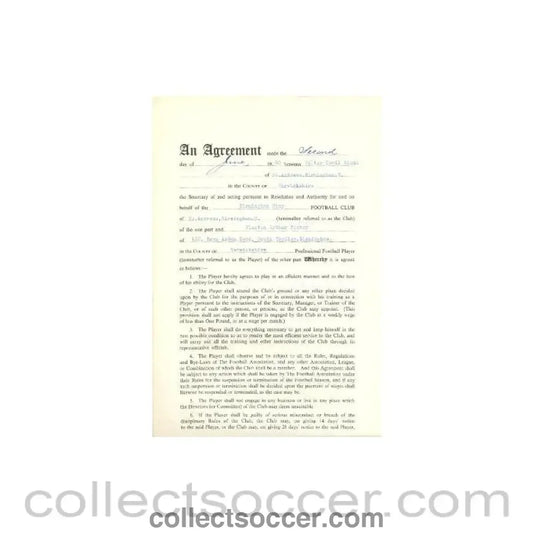 1960 - Contract For Hire of a Player between Birmingham City F.C. and Winston Arthur Foster of 02/06/1960