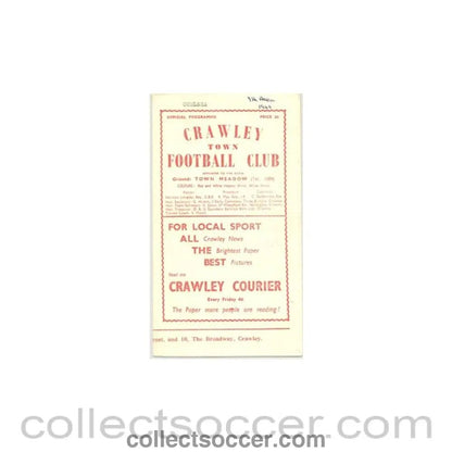 1960 - Crawley Town vChelsea official programme 09/04/1960 - Collect Soccer