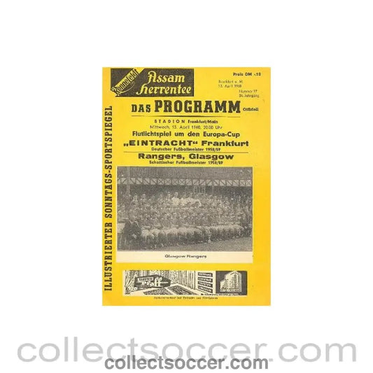 1960 - Eintracht Frankfurt, Western Germany v Glasgow Rangers official programme 13/04/1960 European Cup, Very Rare! - Collect Soccer
