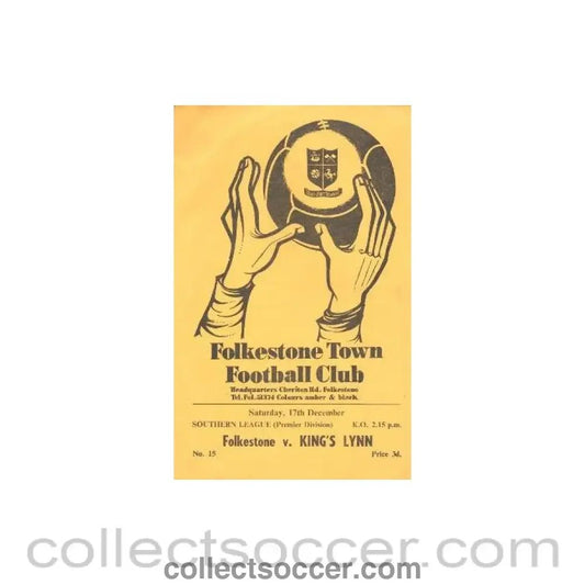 1960 - Folkestone Town v King's Lynn official programme perhaps early 1960's - Collect Soccer