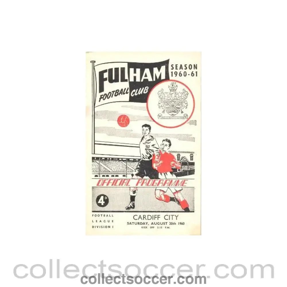 1960 - Fulham v Cardiff City official programme 20/08/1960 - Collect Soccer