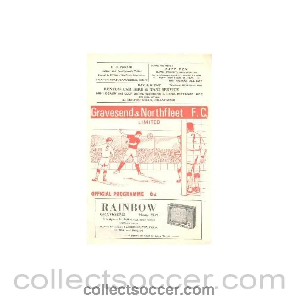1960 - Gravesend & Northfleet v Wimbledon official programme probably early1960's - Collect Soccer