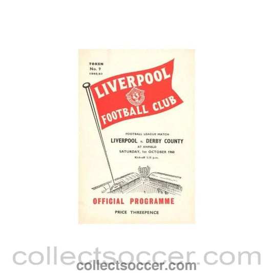 1960 - Liverpool v Derby County official programme 01/10/1960 - Collect Soccer