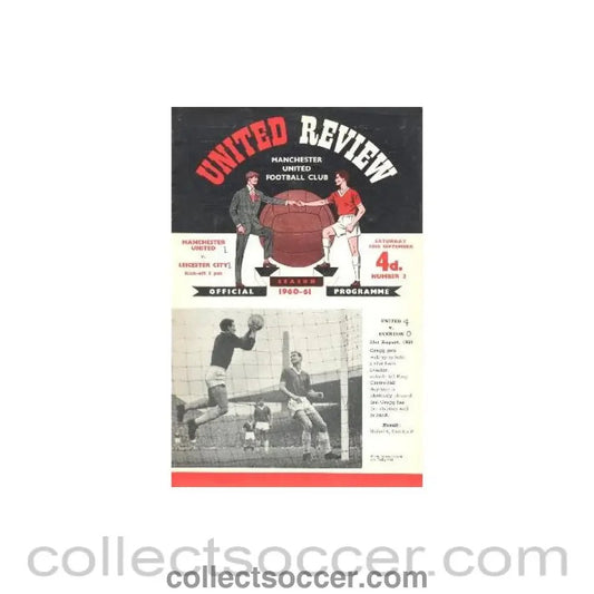 1960 - Manchester United v Leicester City official programme 10/09/1960 - Collect Soccer