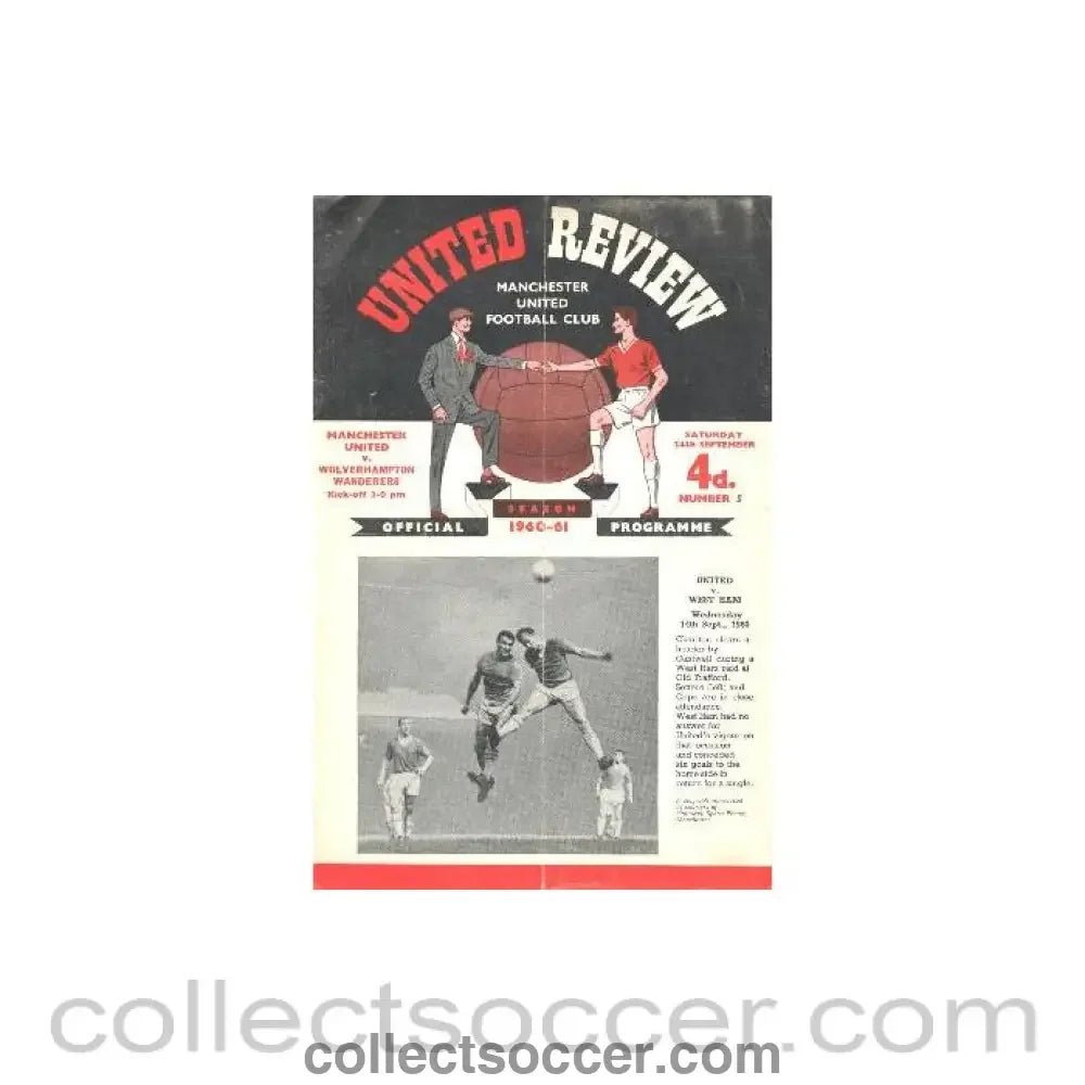 1960 - Manchester United v Wolverhampton Wanderers official programme 24/09/1960 - Collect Soccer
