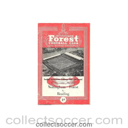 1960 - Nottingham Forest v Reading official programme 09/01/1960 F.A. Cup - Collect Soccer