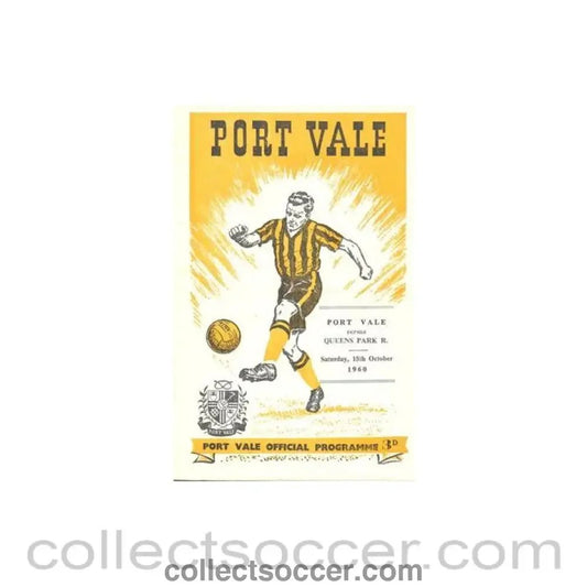 1960 - Port Vale v Queen's Park Rangers official programme 15/10/1960 Football League - Collect Soccer