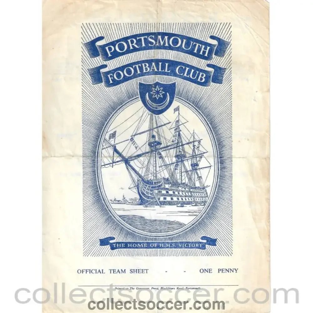 1960 - Portsmouth v Chelsea 4th Round League Cup Official Programme 14/12/1960 - Collect Soccer