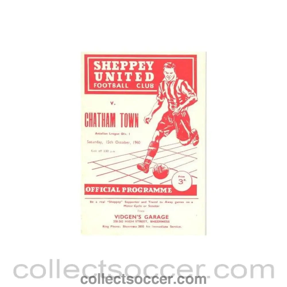 1960 - Sheppey United v Chatham Town official programme 15/10/1960 - Collect Soccer