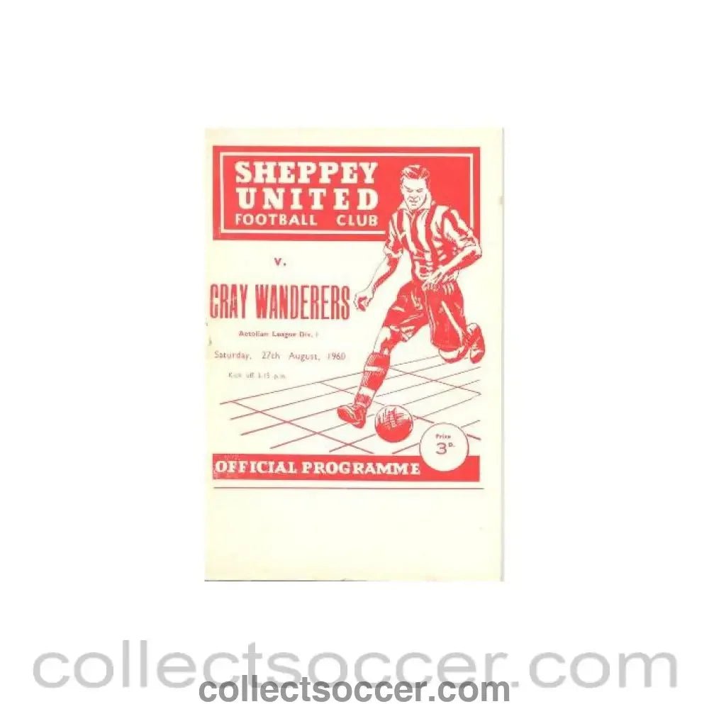 1960 - Sheppey United v Cray Wanderers official programme 27/08/1960 - Collect Soccer