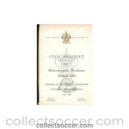 1960 Wolverhampton Wanderers v Blackburn Rovers menu with Seating Arrangements 07/05/1960 - Collect Soccer