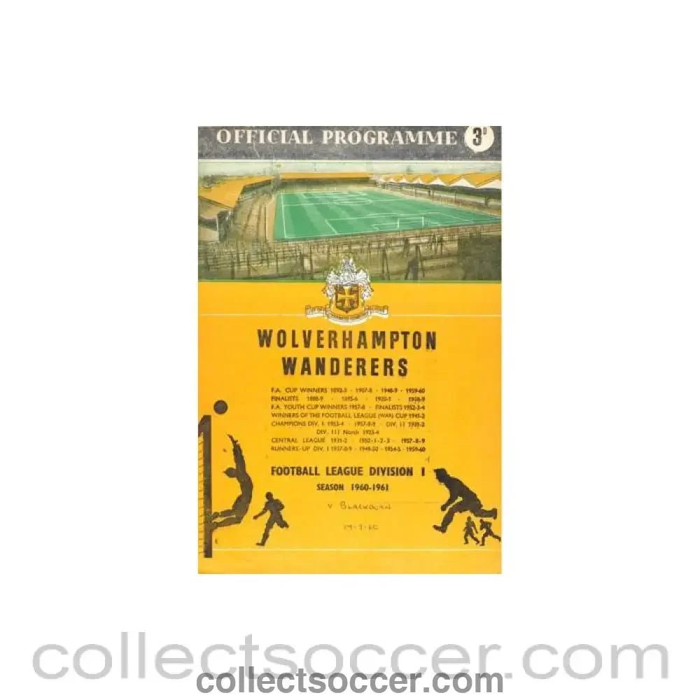 1960 - Wolverhampton Wanderers v Blackburn Rovers official programme 17/09/1960 Football League - Collect Soccer