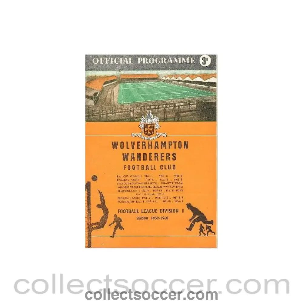 1960 - Wolverhampton Wanderers v Charlton Athletic official programme 30/01/1960 F.A. Cup - Collect Soccer