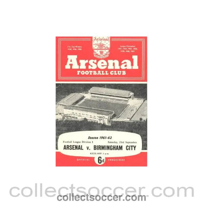 1961 - Arsenal v Birmingham City official programme 23/09/1961 - Collect Soccer