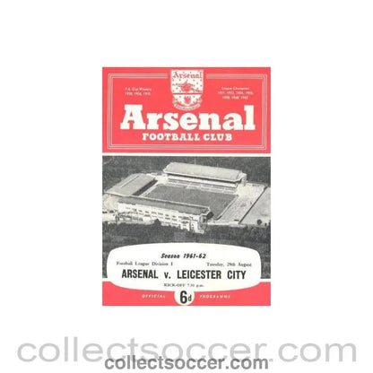 1961 - Arsenal v Leicester City official programme 29/08/1961 - Collect Soccer