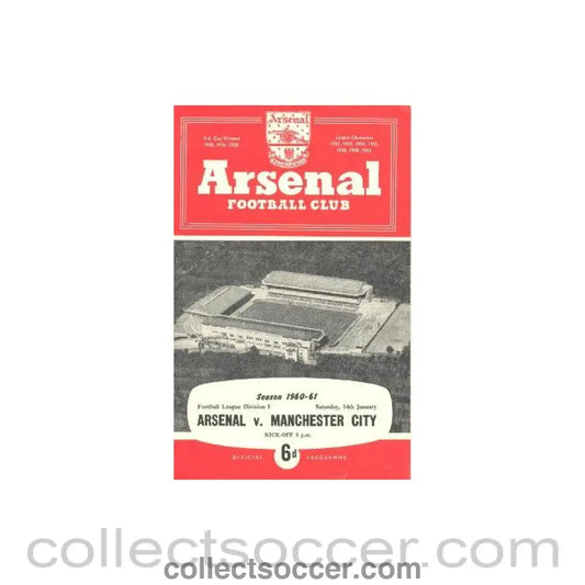 1961 - Arsenal v Manchester City official programme 14/01/1961
