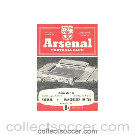 1961 - Arsenal v Manchester United official programme 21/10/1961