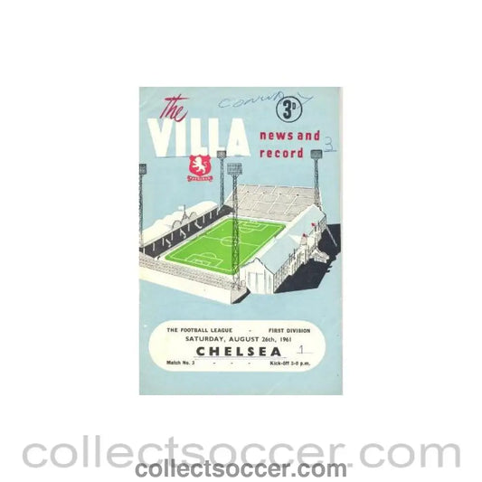1961 - Aston Villa v Chelsea official programme 26/08/1961