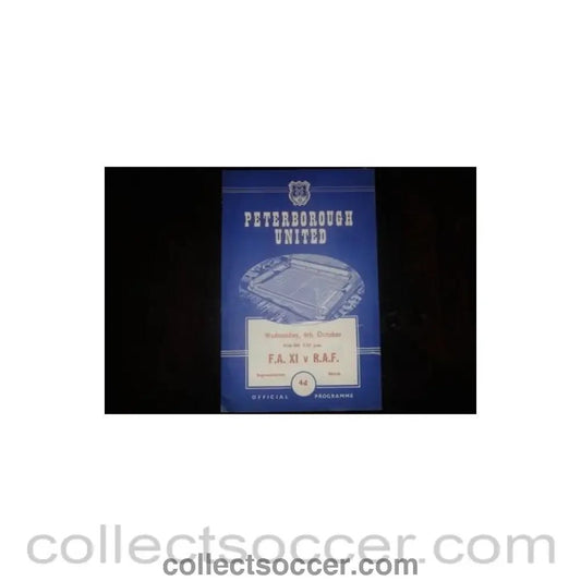 1961 - At Peterborough United F.A. XI v R.A.F. XI official programme 1961 - 1962 - Collect Soccer