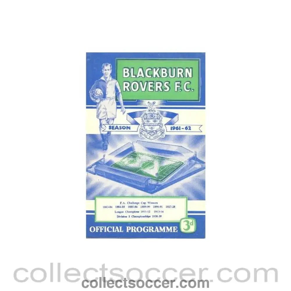 1961 - Blackburn Rovers v Arsenal official programme 14/10/1961 - Collect Soccer