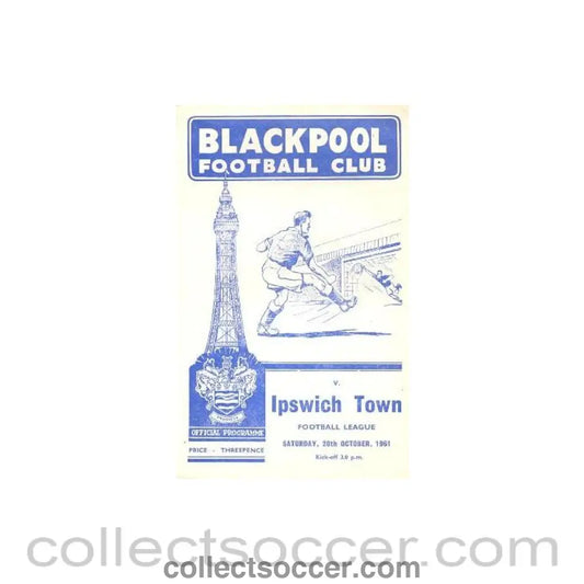 1961 - Blackpool v Ipswich Town official programme 28/10/1961