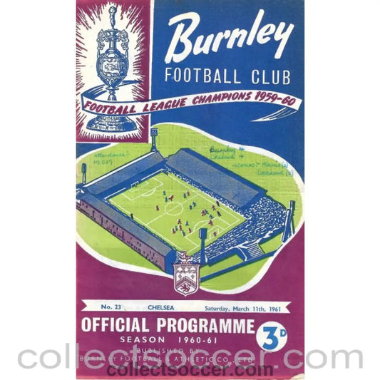 1961 - Burnley v Chelsea official programme 11/03/1961
