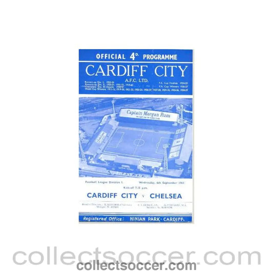 1961 - Cardiff City v Chelsea official programme 06/09/1961