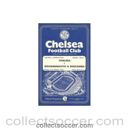 1961 - Chelsea Reserves v Bournemouth Reserves official programme 31/03/1961 - Collect Soccer