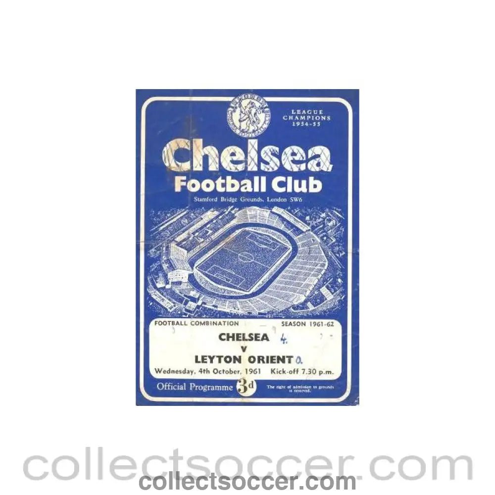 1961 - Chelsea Reserves v Leyton Orient Reserves official programme 04/10/1961 - Collect Soccer