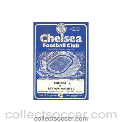 1961 - Chelsea Reserves v Leyton Orient Reserves official programme 04/10/1961 - Collect Soccer