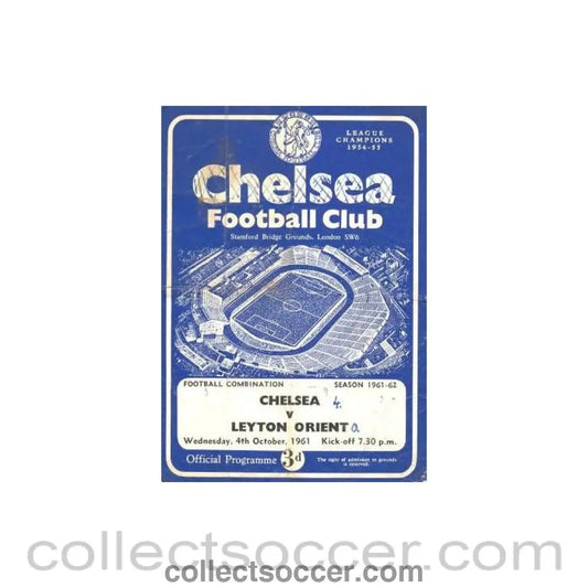 1961 - Chelsea Reserves v Leyton Orient Reserves official programme 04/10/1961 - Collect Soccer