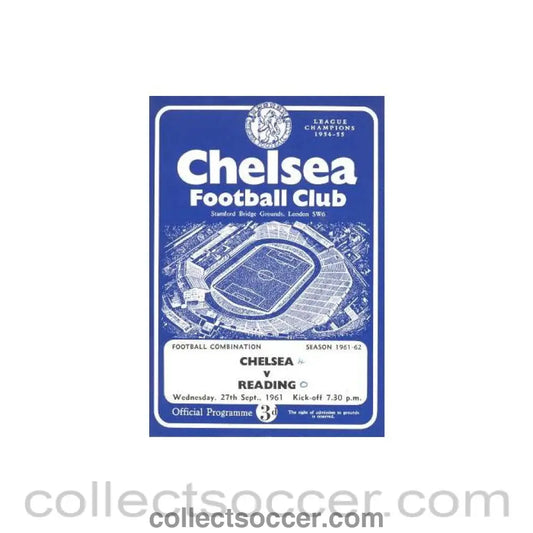 1961 - Chelsea Reserves v Reading Reserves official programme 27/09/1961
