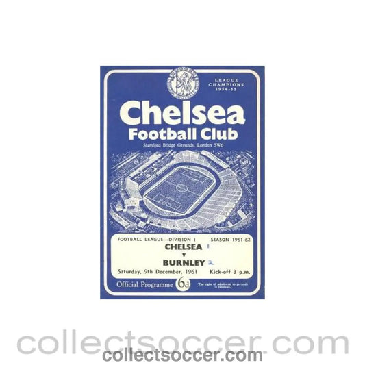 1961 - Chelsea v Burnley official programme 09/12/1961 - Collect Soccer