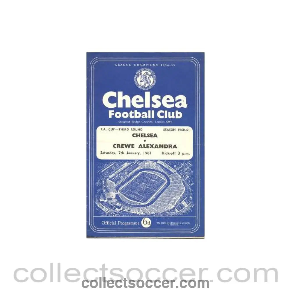1961 - Chelsea v Crewe Alexandra official programme 07/01/1961