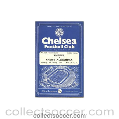 1961 - Chelsea v Crewe Alexandra official programme 07/01/1961