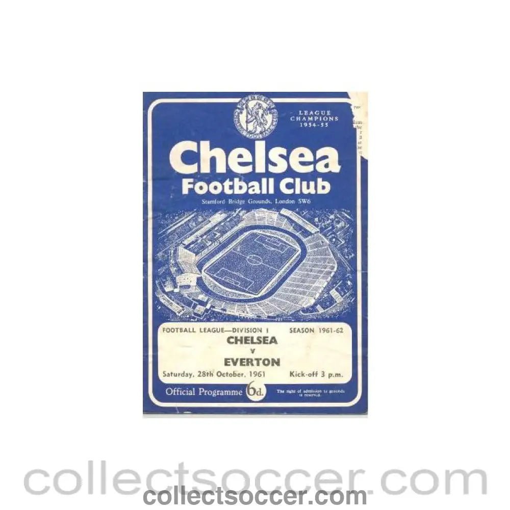 1961 - Chelsea v Everton official programme 28/10/1961 Football League - Collect Soccer