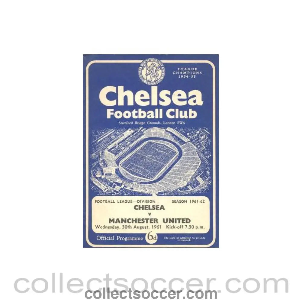 1961 - Chelsea v Manchester United official programme 30/08/1961